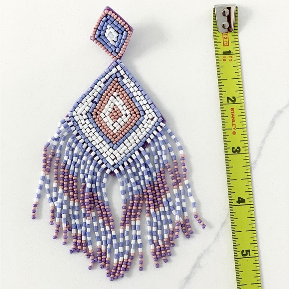 💝 FINAL SALE KAYLEE Handmade Beaded Tassel Earrings- Boho Drop Fringe Ea… - Picture 4 of 10